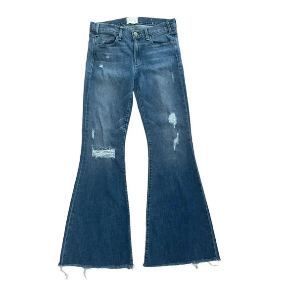 McGuire Majorelle Flare Jeans Distressed Raw Hem Oceana Wash Size 28 - Picture 6 of 8